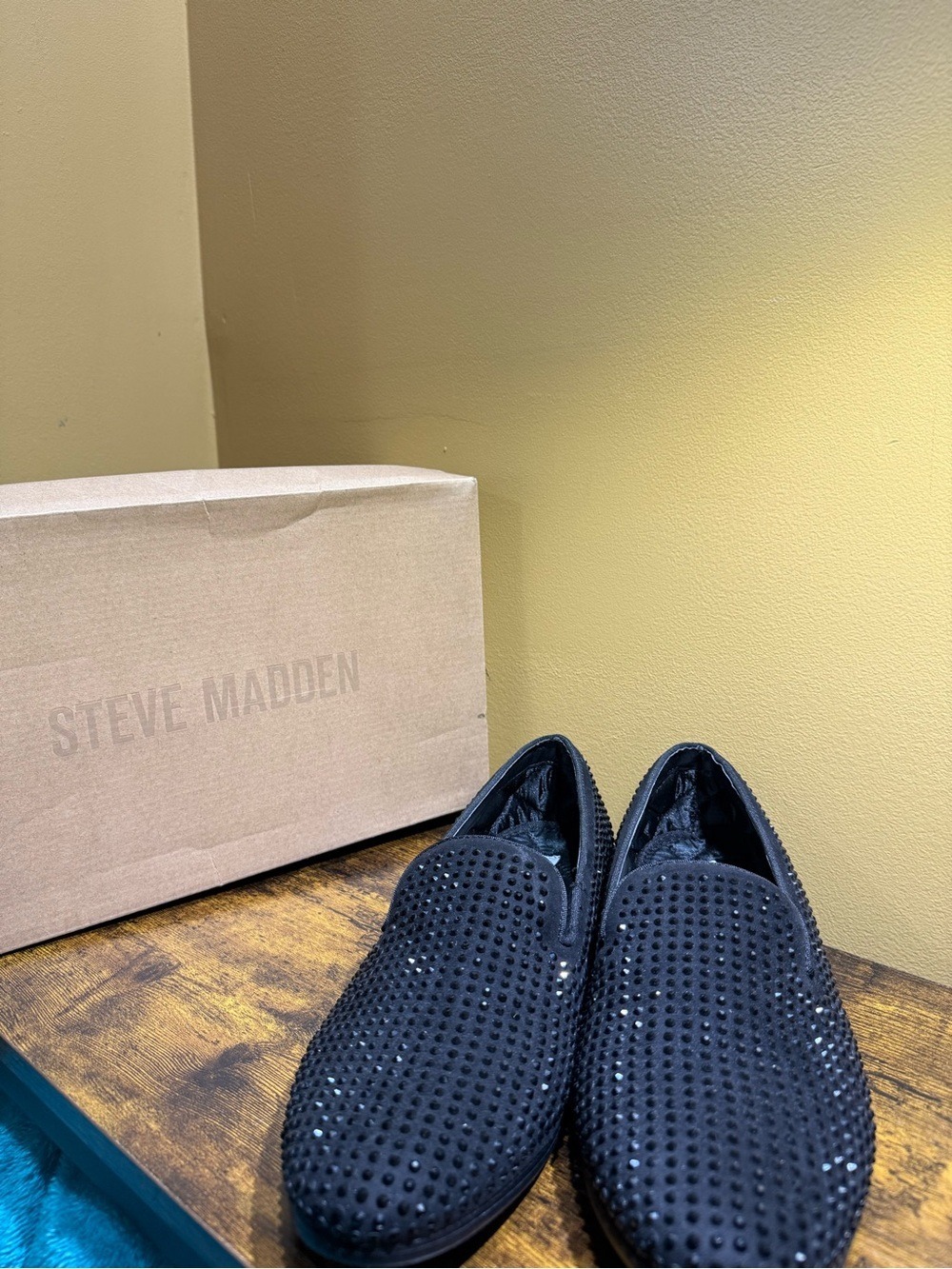 Steve Madden Black Studded Slip-On Loafers